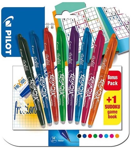 PILOT FriXion Ball 0.7 M Roller - Bonus pack + 1 sudoku - sada 8 ks