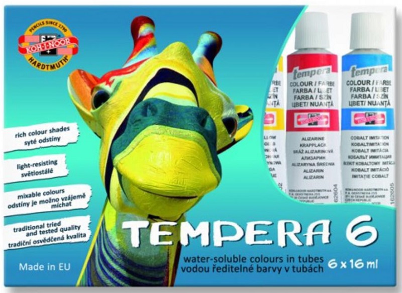 Temperové farby KOH-I-NOOR - sada 6 x 16 ml