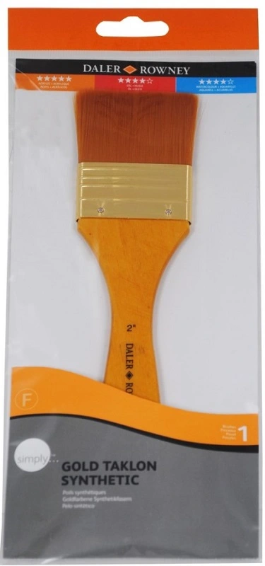 Plochý štetec D&R SIMPLY - Akryl Gold Taklon - syntetický vlas - extra široký 2" - krátka rúčka