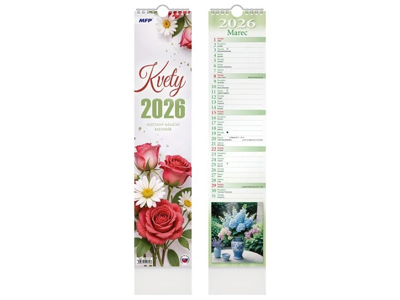 SK Kalendár 2026 - viazankový - Kvety - mesačný