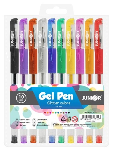 Gelové perá JUNIOR Glitter - sada 10 ks