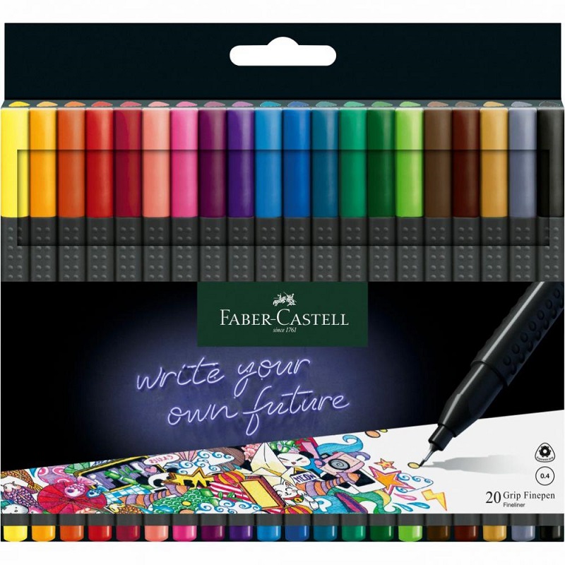 Popisovače FABER-CASTELL Grip Finepen - 0,4 mm - 20 farieb