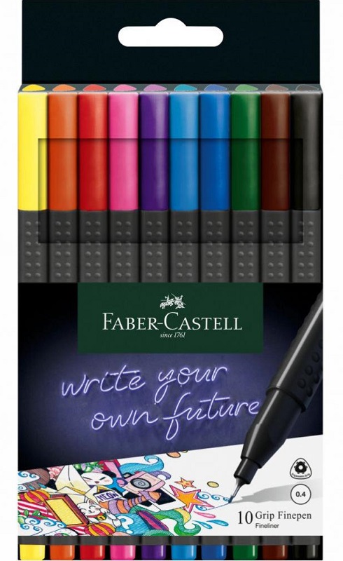 Popisovače FABER-CASTELL Grip Finepen - 0,4 mm - 10 farieb