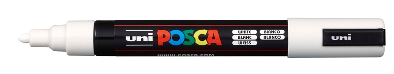 POSCA popisovač - PC-5M - šírka stopy 1,8 - 2,5 mm - biely 1