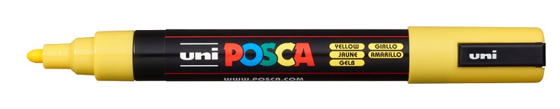 POSCA popisovač - PC-5M - šírka stopy 1,8 - 2,5 mm - žltý 2