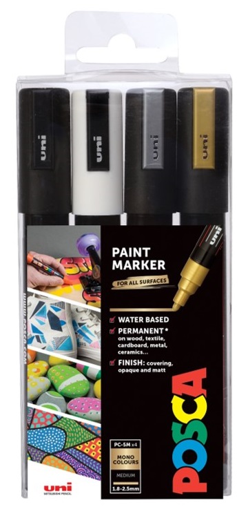 POSCA - sada popisovačov PC-5M - 1,8 - 2,5 mm - mix farieb (4 ks)