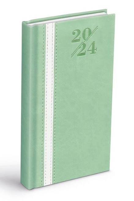 Diár 2024 - Mentolovo/biely D802 PU - 90 x 170 mm - denný