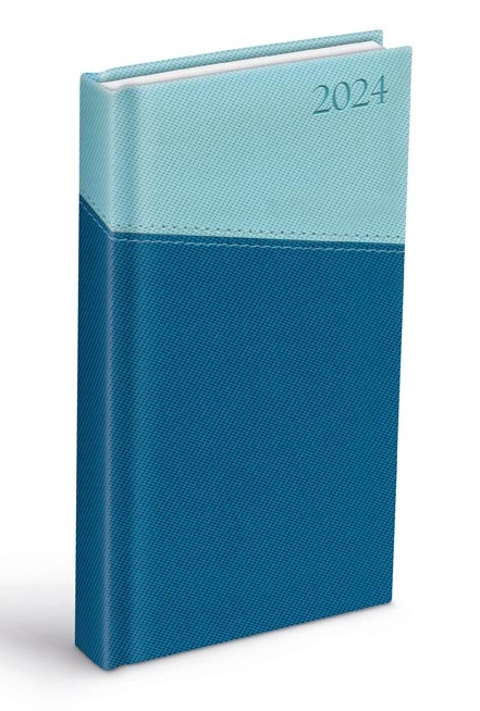 Diár 2024 - Modrý/bledomodrý T806 PU - 90 x 170 mm - týždenný