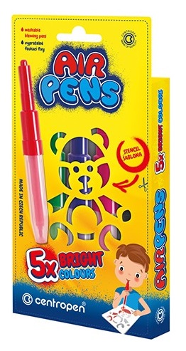 Fúkacie fixky CENTROPEN - 1500/5 Bright Colours - sada 5 ks + 1 šablóna