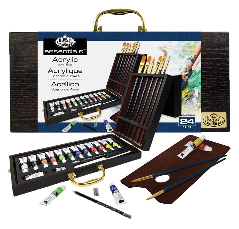 Akrylový maliarsky set v drevenom boxe Royal & Langnickel - set 24 ks