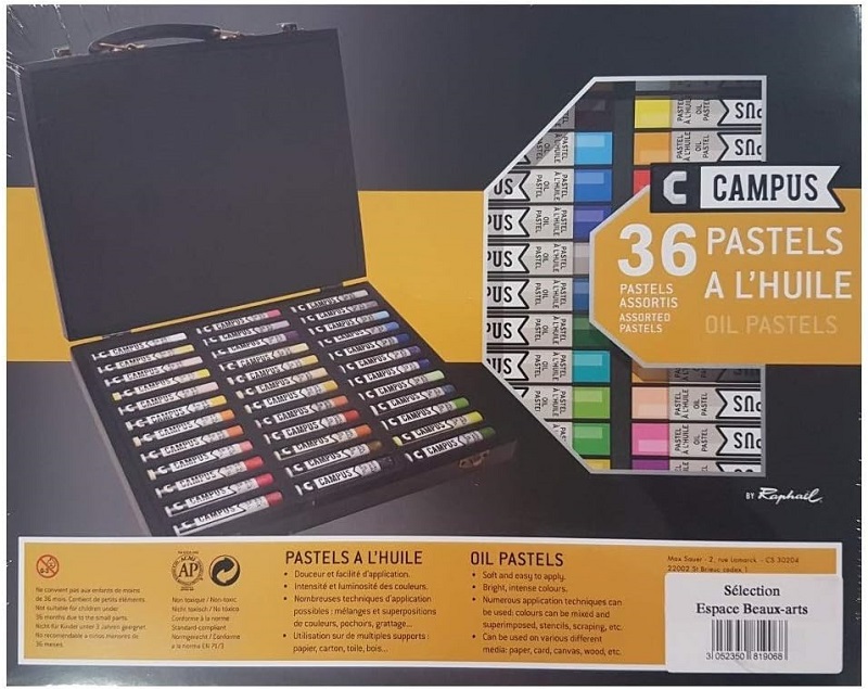 Olejové pastely CAMPUS - sada 36 farieb - balené v drevenom kufríku