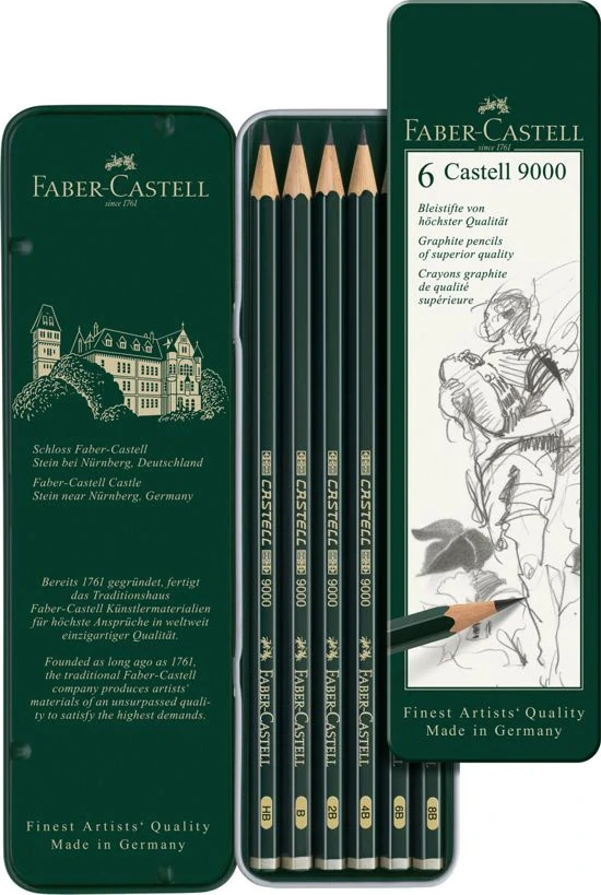 Faber-Castell Castell 9000 Art Set - sada grafitových ceruziek - 6 ks - plechová krabička