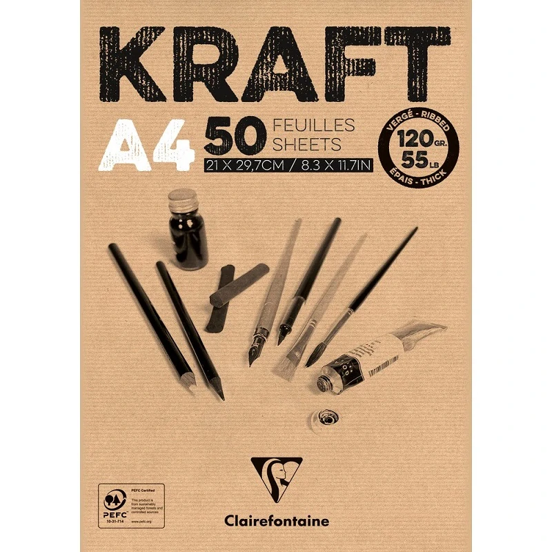 Skicár CLAIREFONTAINE Kraft - 120g - 50 listov