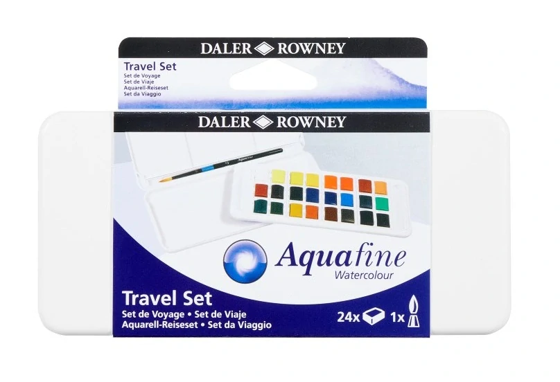 Akvarelová cestovná sada Daler Rowney Aquafine - 24 farieb + štetec