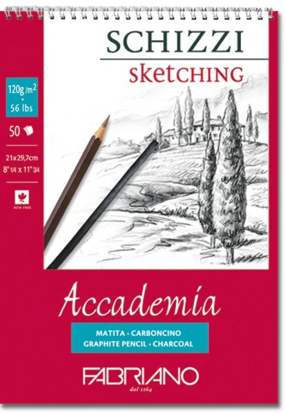Blok FABRIANO Accademia - 120 g/m2 - 50 listov - špirálová väzba - 21 cm x 27,9 cm