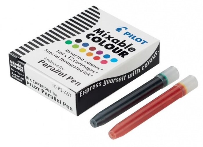 Bombičky do kaligrafických plniacich pier PILOT Parallel Pen - mix farieb - sada 12 bombičiek