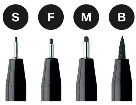 Umelecké popisovače Faber-Castell PITT (S, F, M, B) - sada 4 ks - čierna
