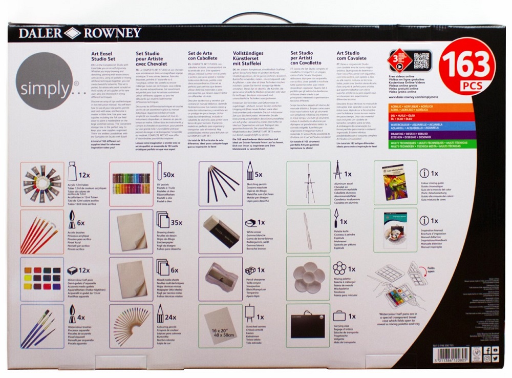 D&R SIMPLY Art Easel Studio Set - Veľká umelecká sada - 163 ks