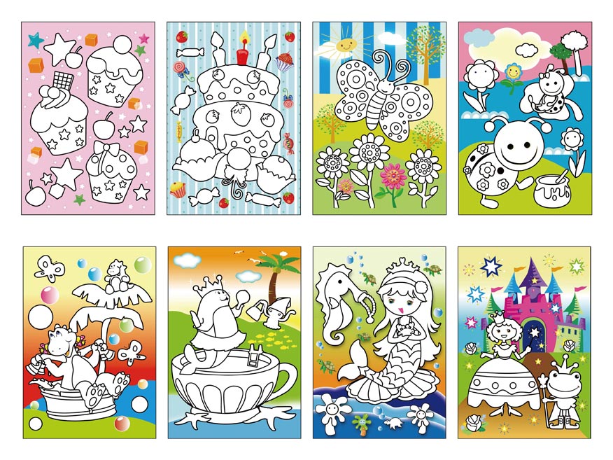 Maľovanie vodou MFP Creative - kartónový list + štetec 15 x 21 cm - mix č.1