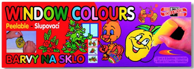 Farby na sklo KOH-I-NOOR - 10 ks (9 x 22 ml + 1 x 40 ml)