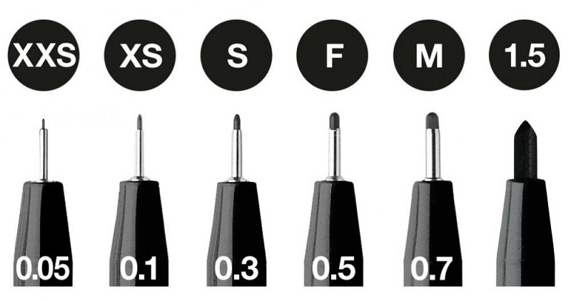 Umelecké popisovače Faber-Castell PITT Artist Pens - Black - sada - 6 ks ( XXS, XS, S, F, M, 1.5) - čierna