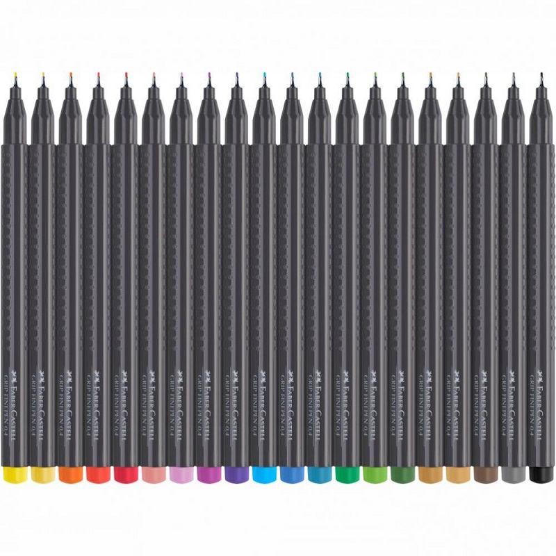 Popisovače FABER-CASTELL Grip Finepen - 0,4 mm - 20 farieb