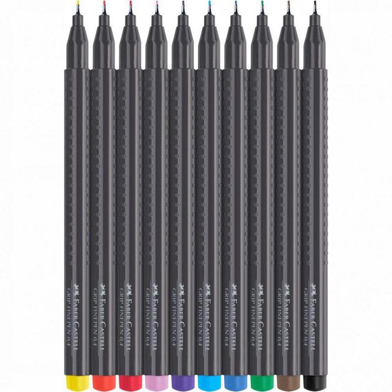 Popisovače FABER-CASTELL Grip Finepen - 0,4 mm - 10 farieb