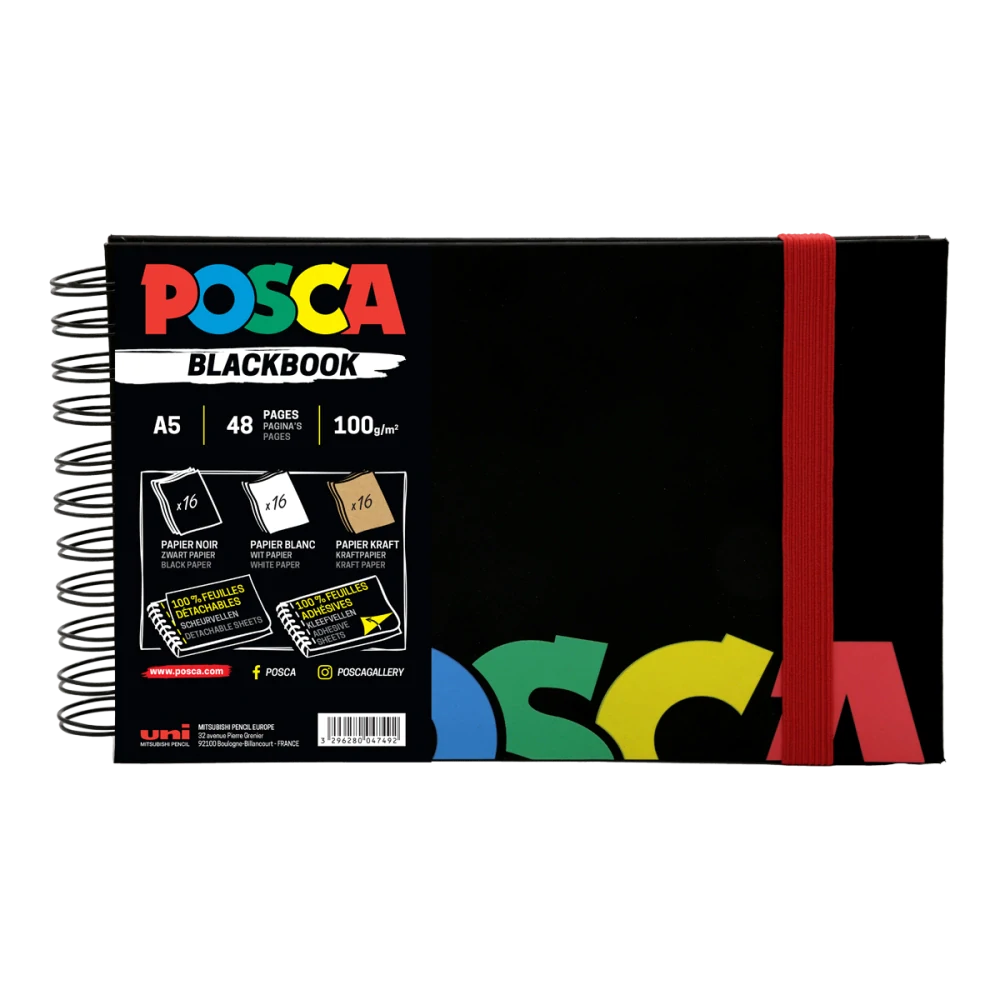 Skicár POSCA - A5 na šírku - 48 listov, mix 3 farieb, 100 g/m2