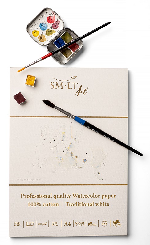 Akvarelový blok SMLT Art - Professional Quality Watercolor paper - A4 - 400 g/m2 - 10 listov - lisovaný za studena