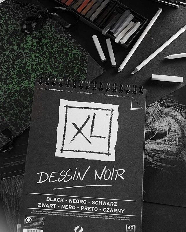 Skicár CANSON XL DESSIN NOIR - 150 g/m2 - A4 - 40 listov - čierny - hrebeňová väzba