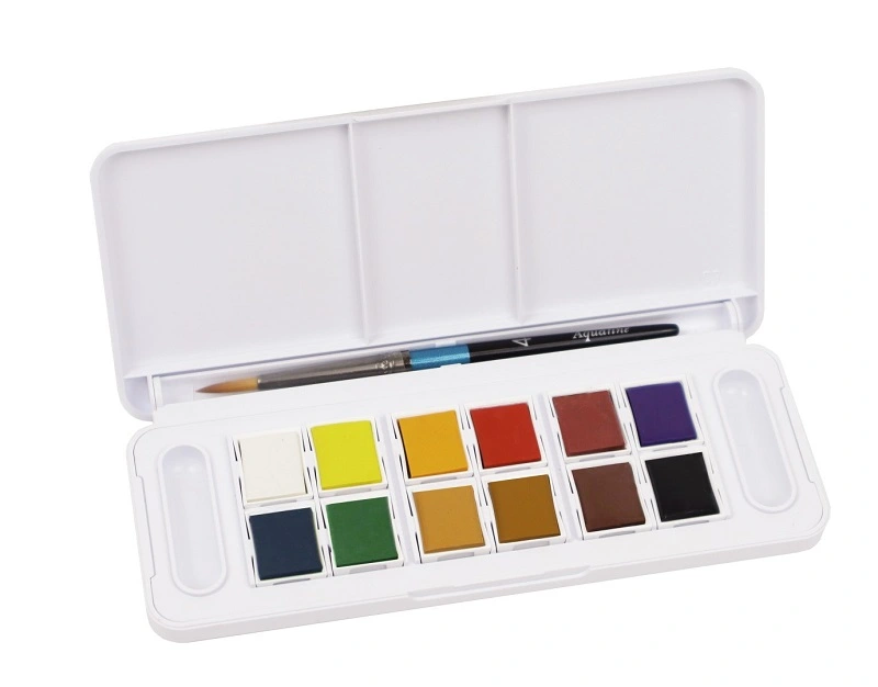 Akvarelová cestovná sada Daler Rowney Aquafine - 12 farieb + štetec