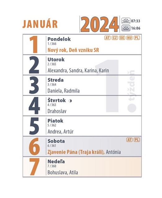 SK Kalendár 2024 - MINI - stolový pracovný - mini - týždňový