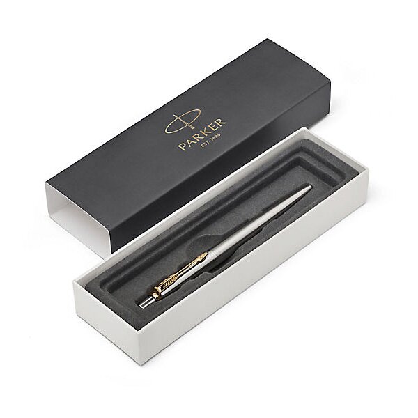 Guľôčkové pero PARKER Jotter Stainless Steel GT - s modrou náplňou