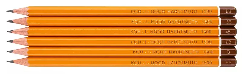 Grafitové ceruzky KOH-I-NOOR 1501 - sada 6 ks - HB, B, 2B, 4B, 6B, 8B