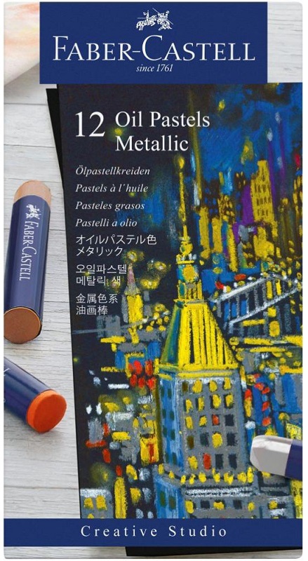 Olejové pastely FABER-CASTELL - Oil Pastels - metalická farebná sada 12 kusov