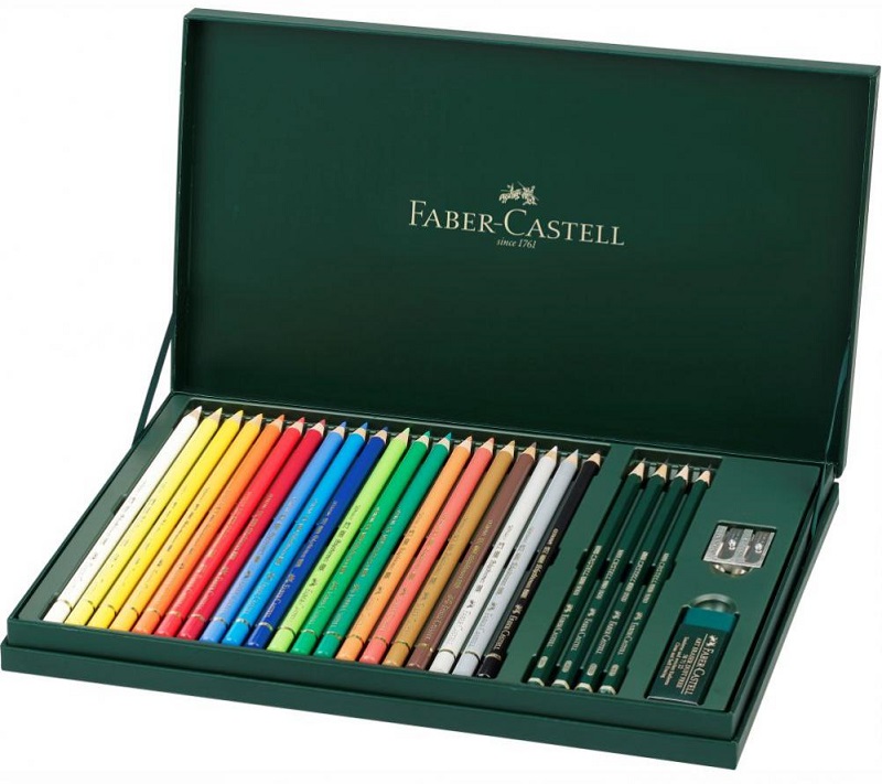 Farebné ceruzky FABER-CASTELL Polychromos - darčekové balenie - 24 ks + guma + strúhadlo