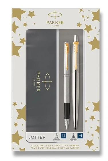 Súprava PARKER Jotter Stainless Steel GT - plniace pero + guľôčkové pero