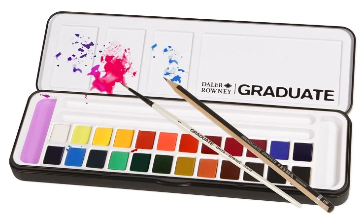 Akvarelová cestovná sada Daler Rowney Graduate - 24 farieb + štetec