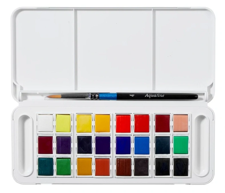 Akvarelová cestovná sada Daler Rowney Aquafine - 24 farieb + štetec