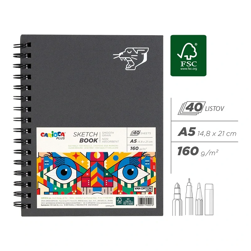 Skicár CARIOCA PLUS - A5 - 160 g/m2 - 40 listov