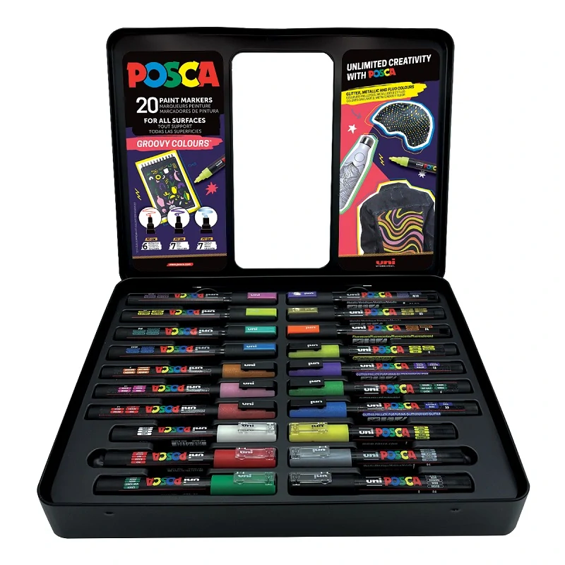 POSCA - sada popisovačov - PC-1M / PC-3M / PC-5M - GROOVY - mix farieb (20 ks)