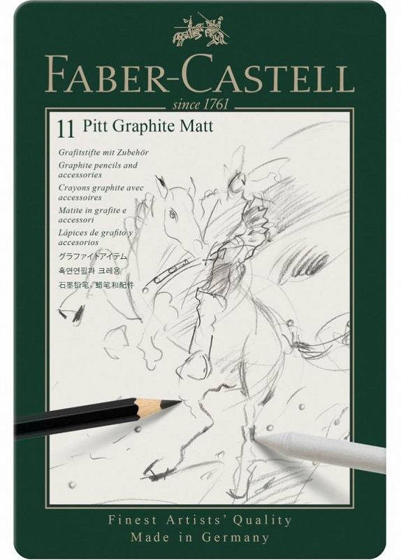 Grafitové ceruzky FABER-CASTELL Pitt Graphite Matt - sada 11 ks - matné - v plechovej krabičke