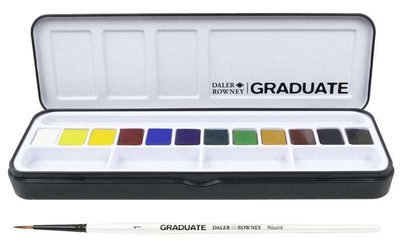 Akvarelová cestovná sada Daler Rowney Graduate - 12 farieb + štetec