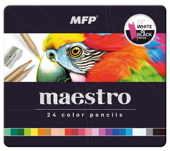 Farbičky MFP MAESTRO - sada 24 ks so strúhadlom - kovová krabička