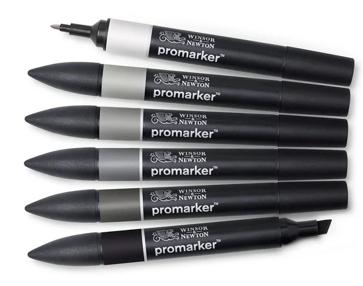 Markery Winsor&Newton - Promarker neutral - 6 ks sada - obojstranné