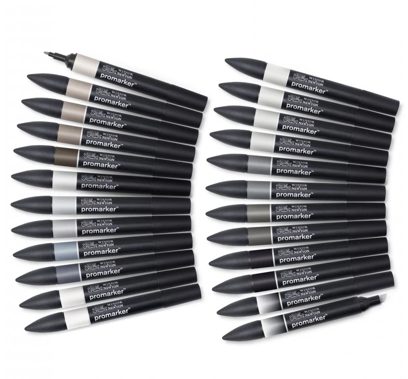 Markery Winsor&Newton - Promarker šedé odtiene - 24 ks sada - obojstranné