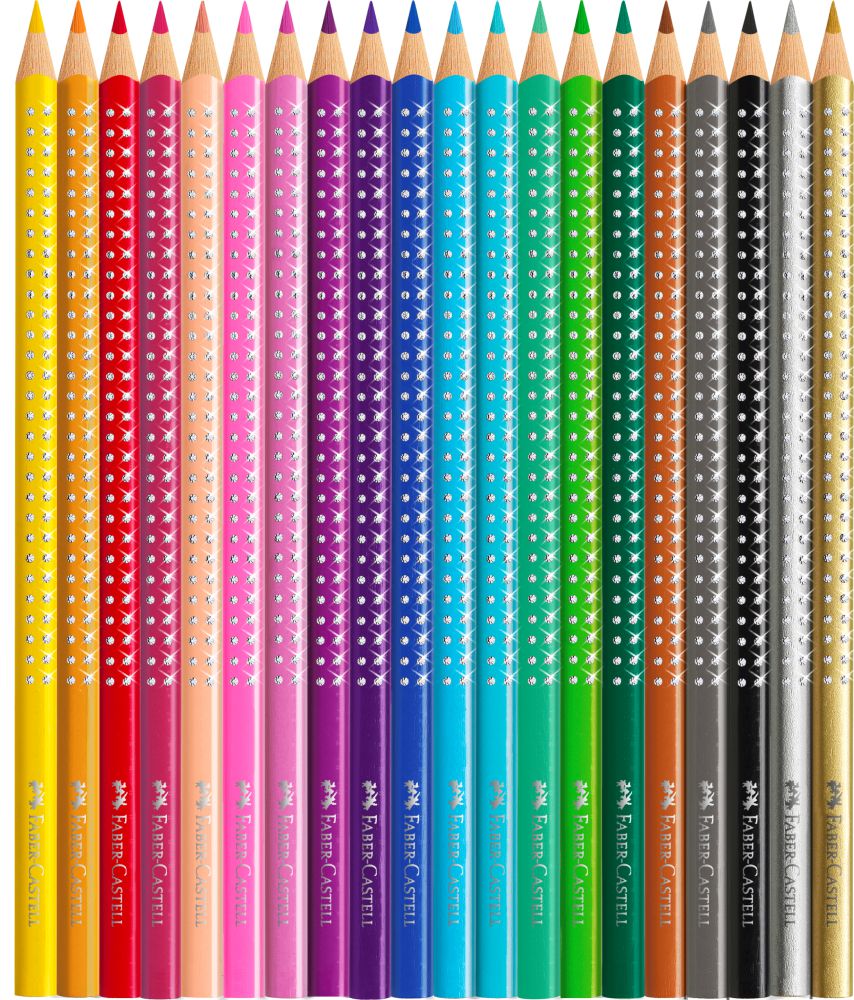 Farbičky Faber-Castell Sparkle - darčeková sada 20 trblietavých farbičiek - trojhranné