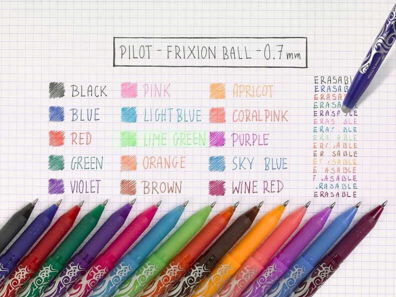 PILOT FriXion Clicker 0.7 M Roller - Set2Go - BASIC - sada 4 ks