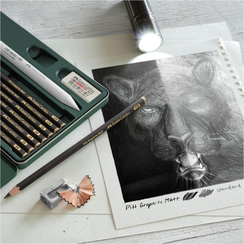 Grafitové ceruzky FABER-CASTELL Pitt Graphite Matt - sada 11 ks - matné - v plechovej krabičke