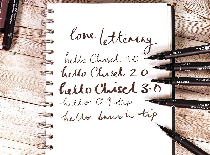 Lineri UNI PIN Love Lettering - sada 5 ks - čierne